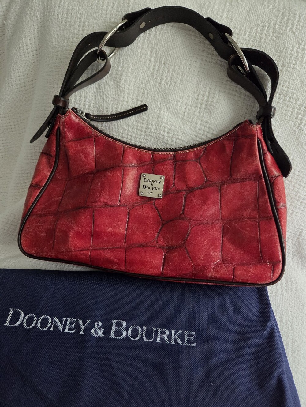 Dooney & Bourke Red Leather Croc Embossed Bag